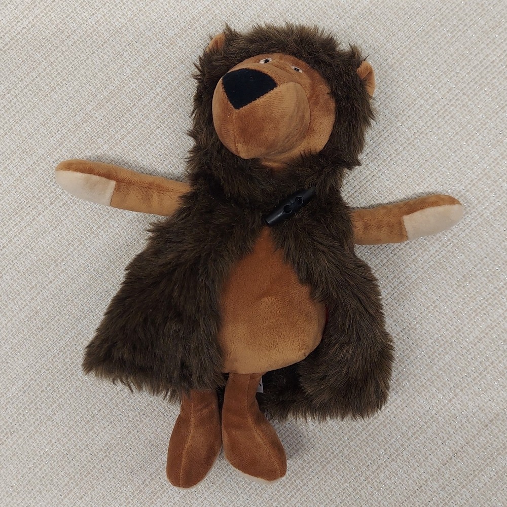 Sigikid Beasts Town‎ Plush Bear 38778 Brown Shaggy Faux Fur Toggle Coat 12"